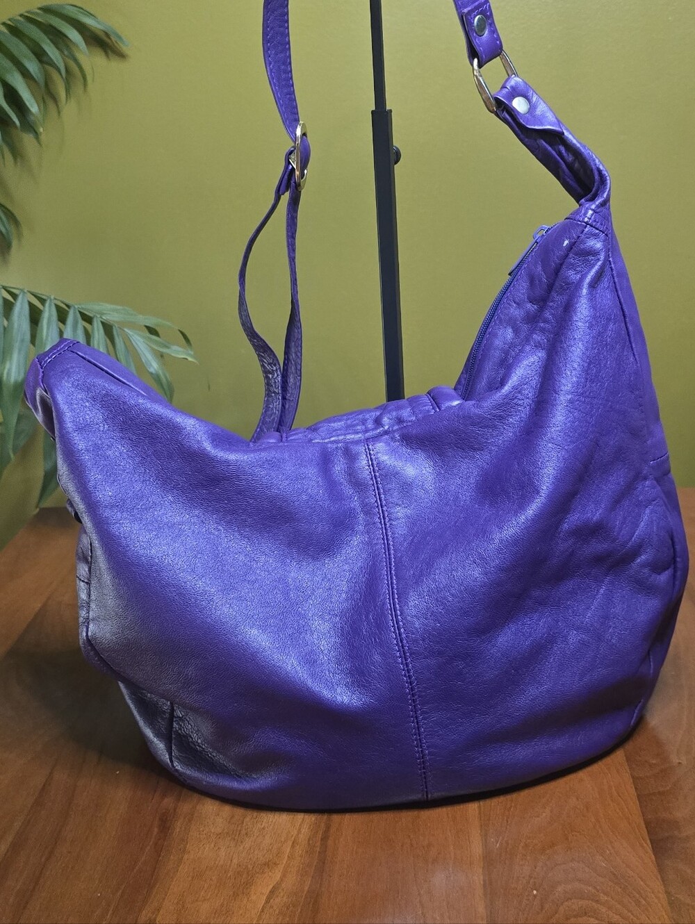 Vintage Leather Californian Hobo Lambskin Leather Hobo Bag Italy Italian - Picture 2 of 13